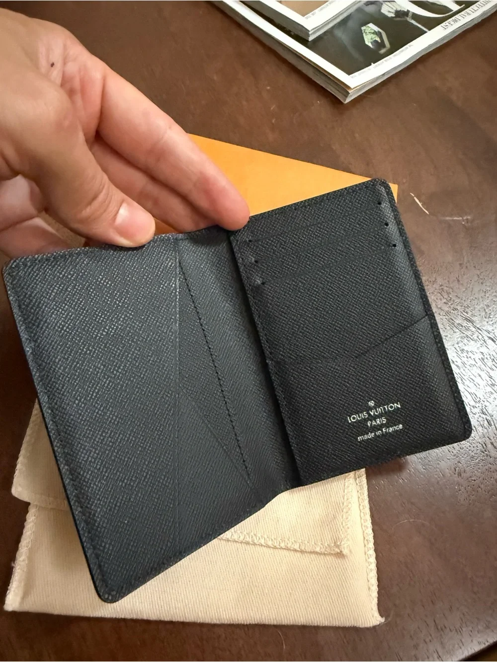 Louis Vuitton Pocket Organizer Wallet Black Epi Leather